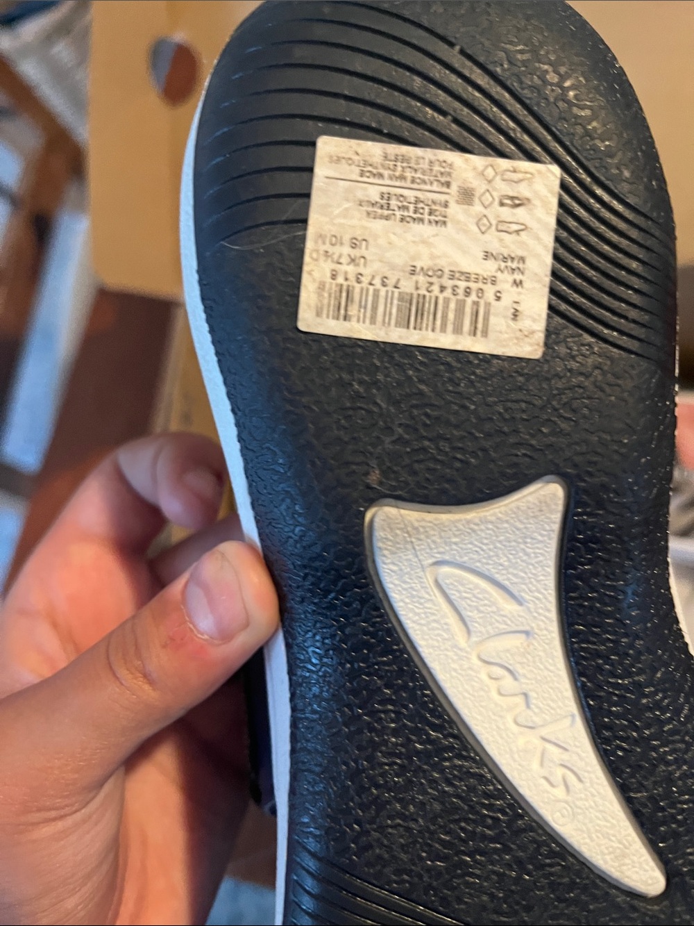 Clarks Cloudsteppers Navy and White Women's Slide Sandals - Picture 4 of 4